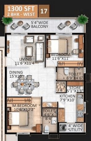 AR Homes Rise Unit plan - 753 sq.ft.