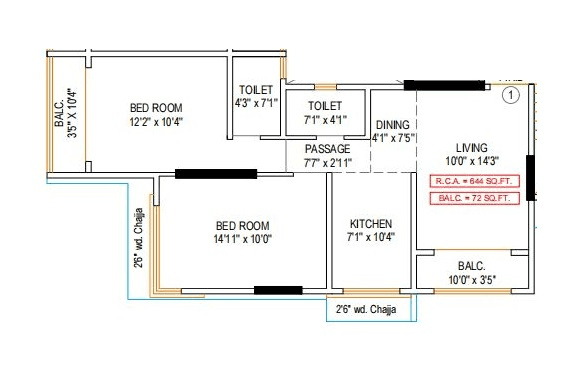 Rishabraj Saffron Peace Unit plan - 716 sq.ft.