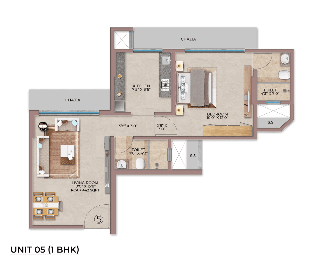 Majestic Vista Unit plan - 442 sq.ft.