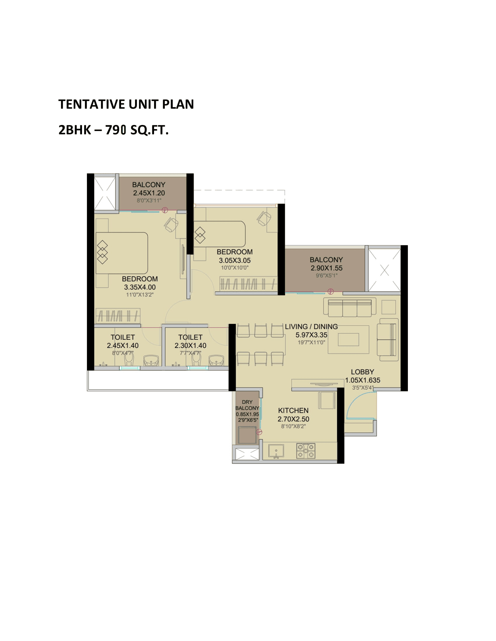 Unit plan - 790 sq.ft.
