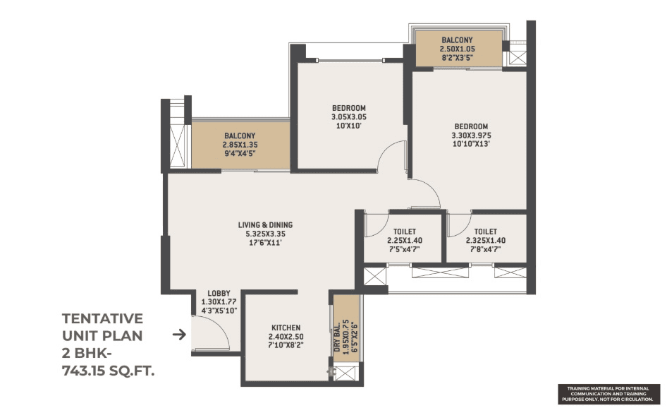 Unit plan - 743 sq.ft.
