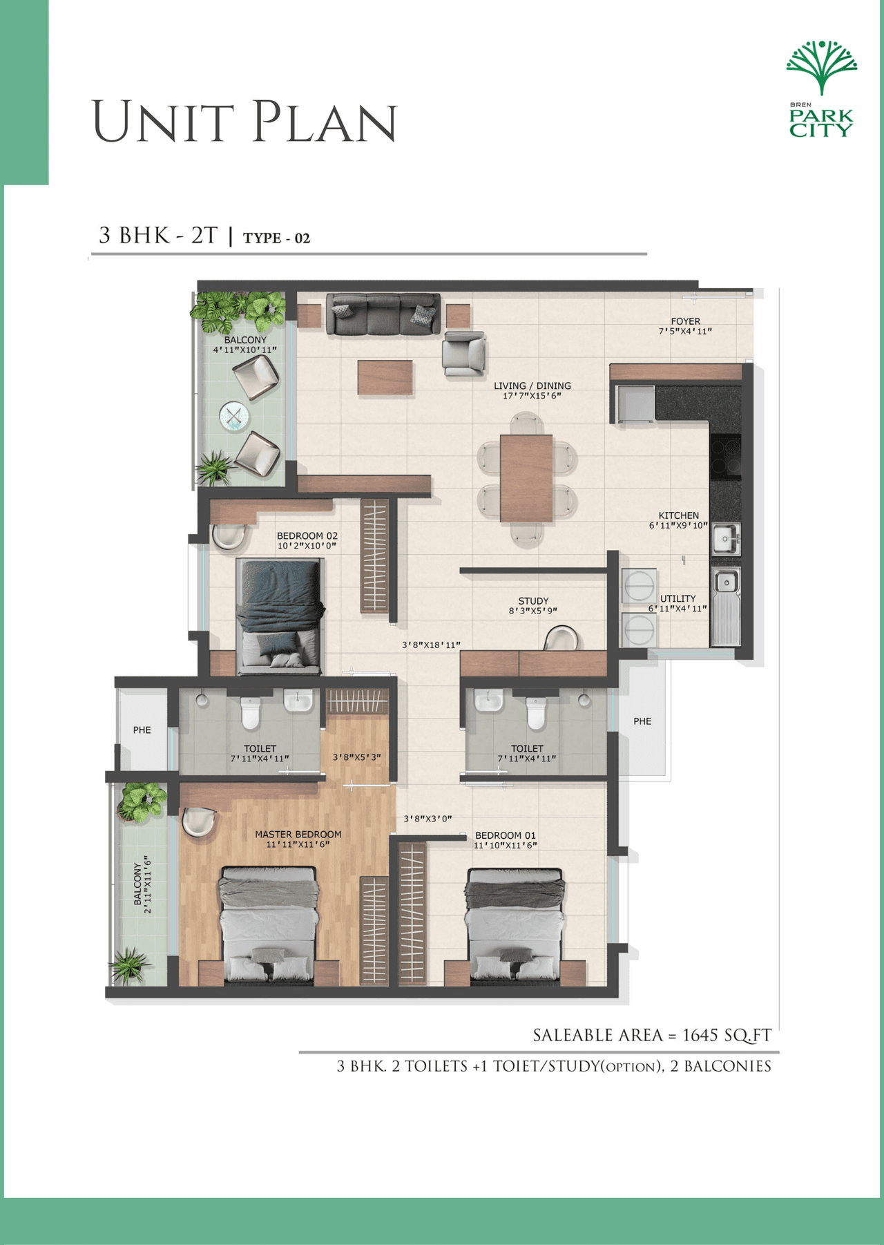 Unit plan - 1151 sq.ft.