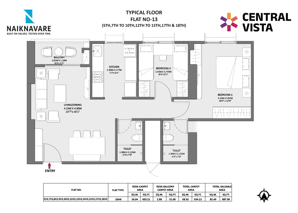 Naiknavare Central Vista Unit plan - 634 sq.ft.