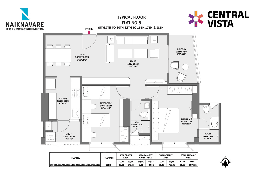 Naiknavare Central Vista Unit plan - 768 sq.ft.