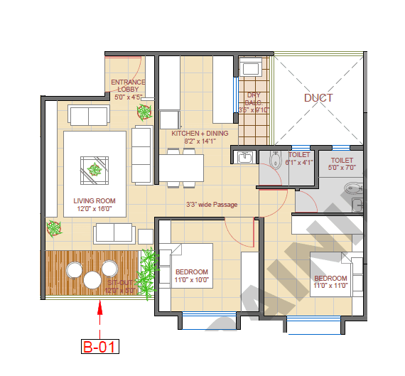 Unit plan - 823 sq.ft.