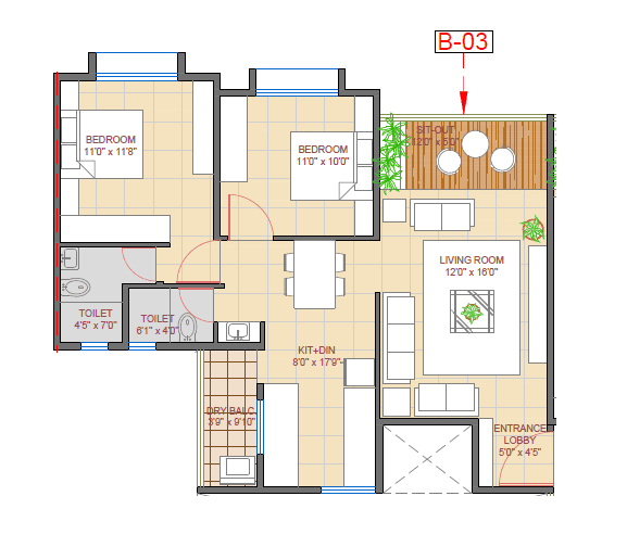 Unit plan - 829 sq.ft.