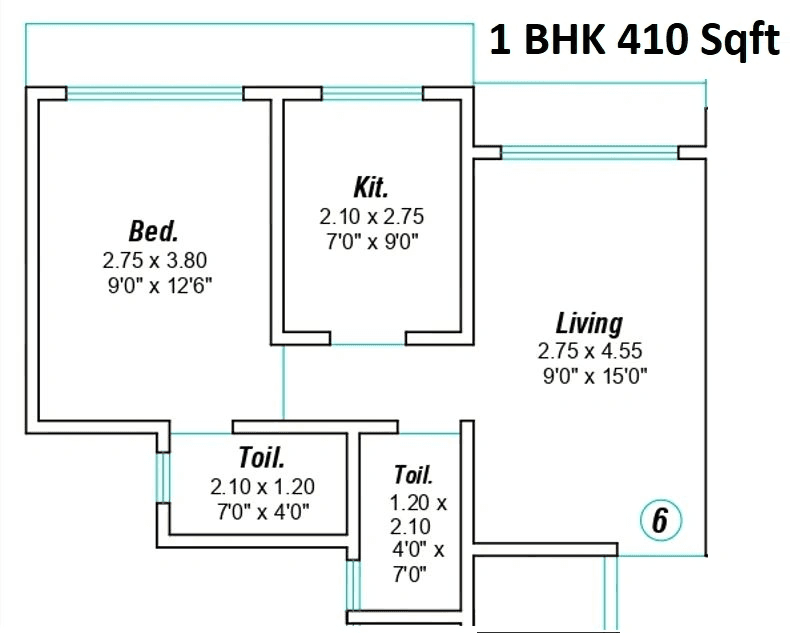 V B Veer Sapphire Unit plan - 410 sq.ft.