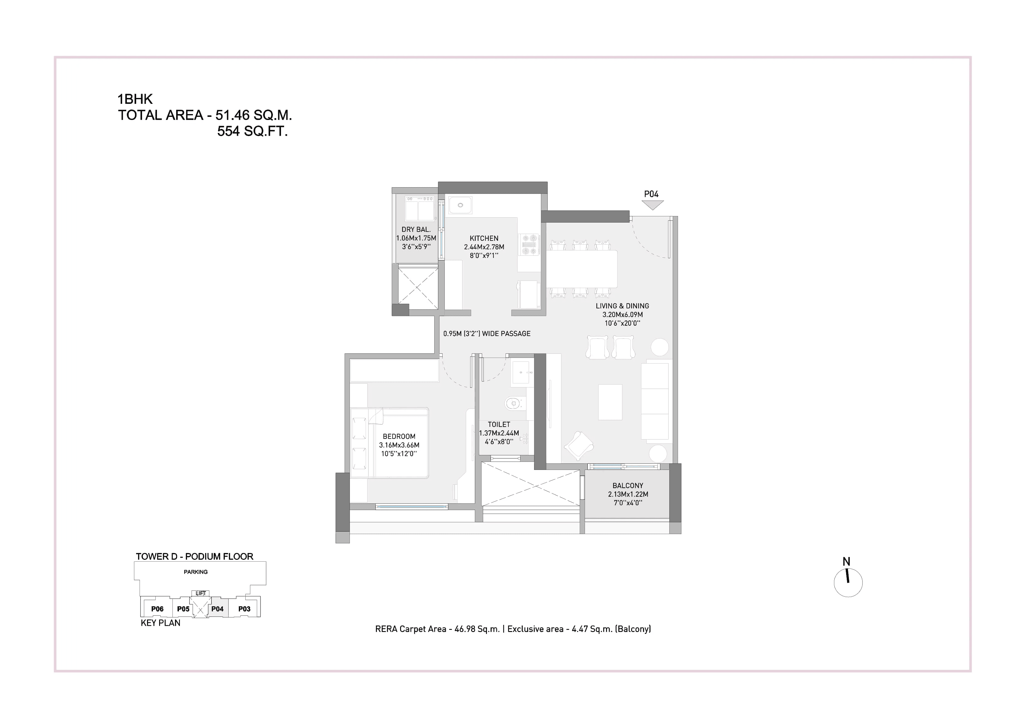 Unit plan - 553 sq.ft.