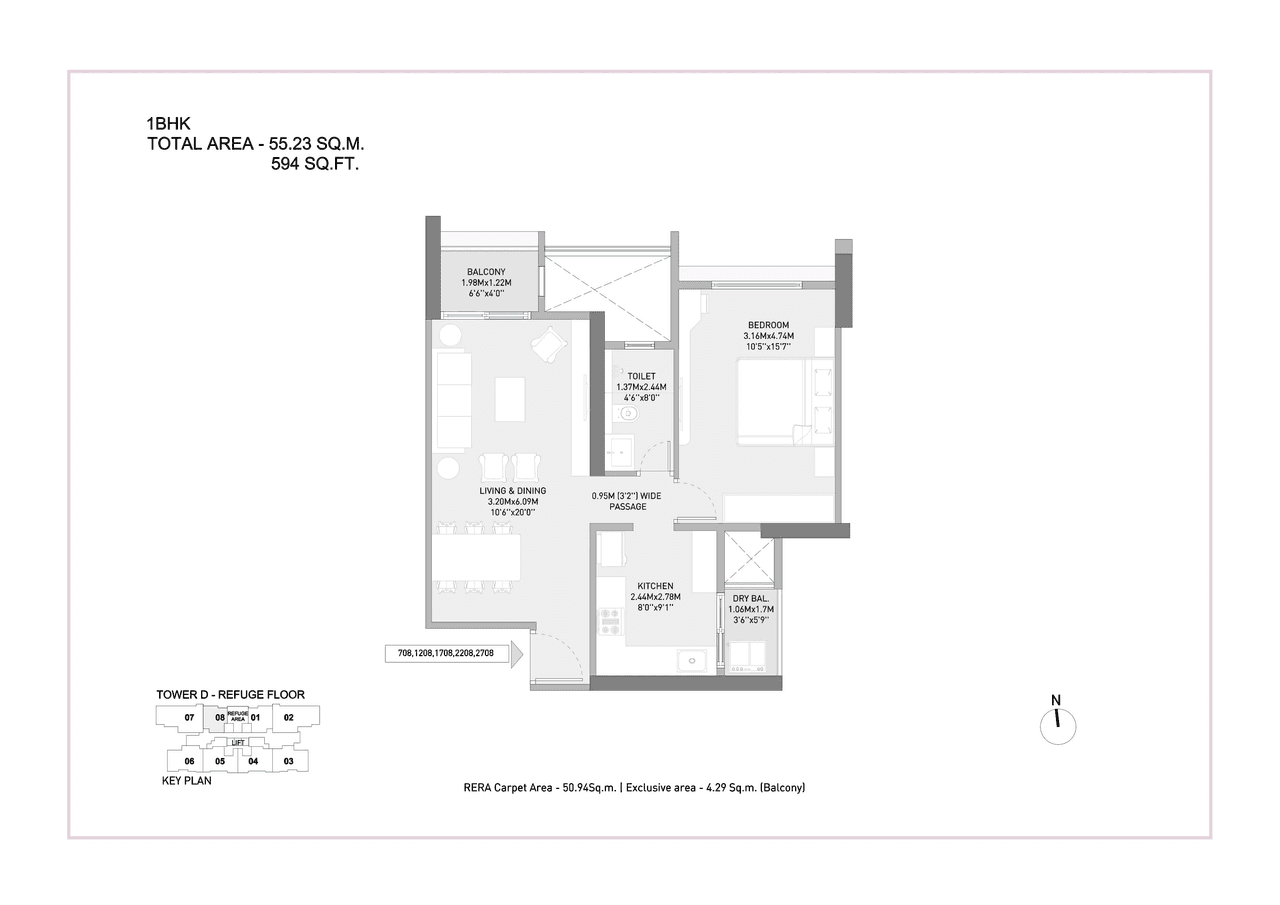 Birla Evam Unit plan - 594 sq.ft.