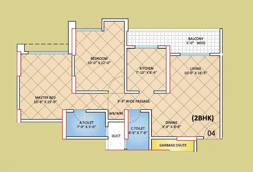 Rattanraj Trinity Moksh Unit plan - 732 sq.ft.
