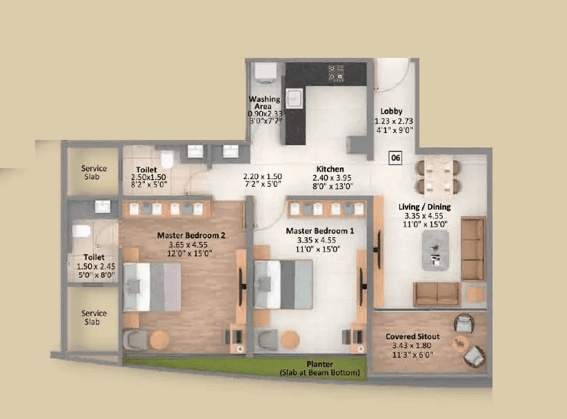 CK Shubhamkaroti Unit plan - 900 sq.ft.