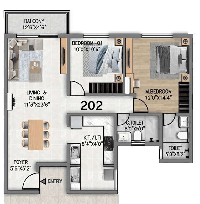 SKAV Madhura Unit plan - 799 sq.ft.