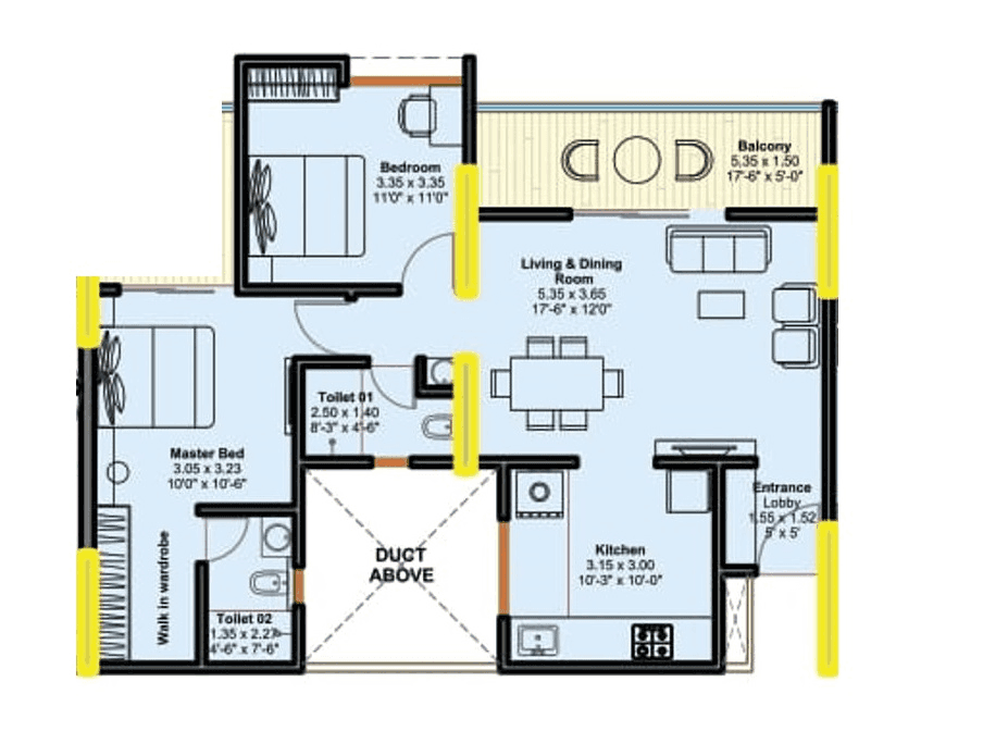 Unit plan - 950 sq.ft.