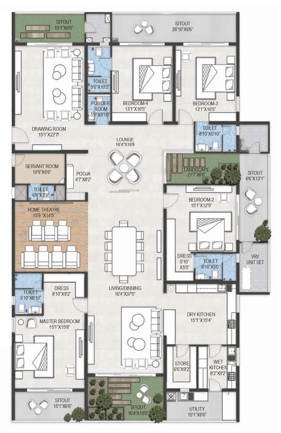 Shangrila Abbham Unit plan - 4200 sq.ft.