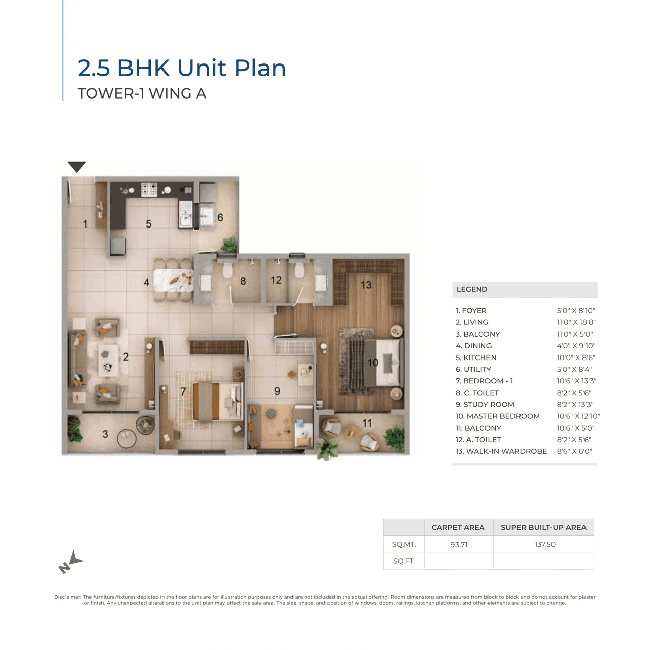 Adarsh Lumina Unit plan - 1013 sq.ft.
