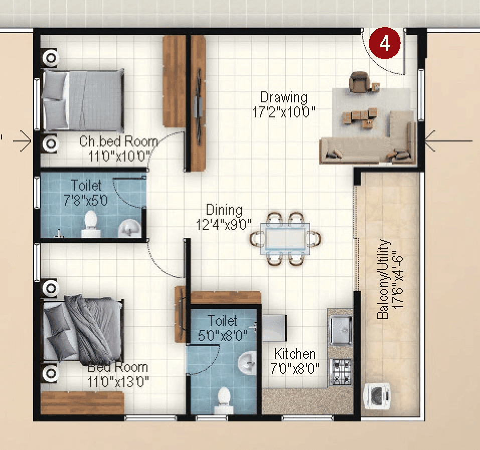 Ishtika Anahata Unit plan - 791 sq.ft.