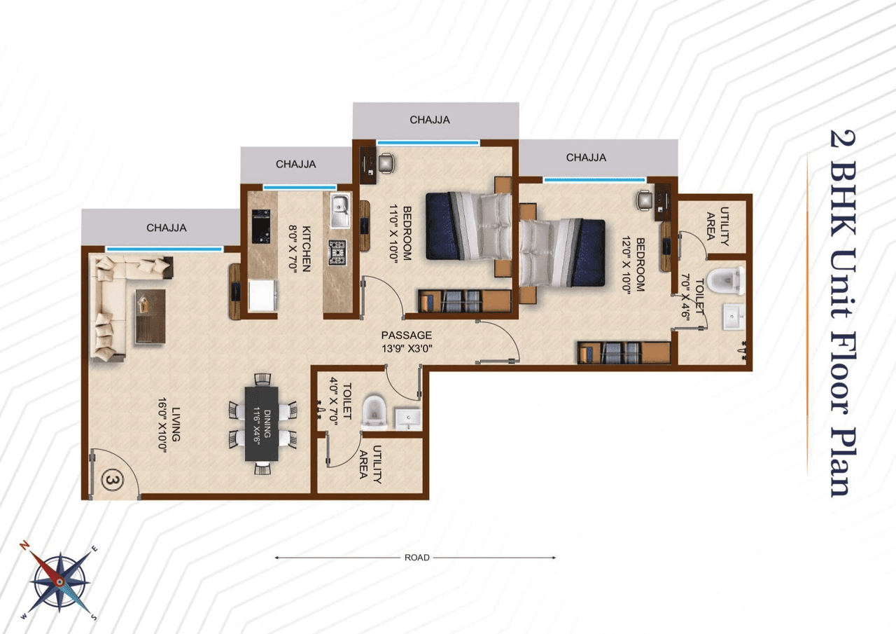 Madhur Milan Heritage Unit plan - 657 sq.ft.