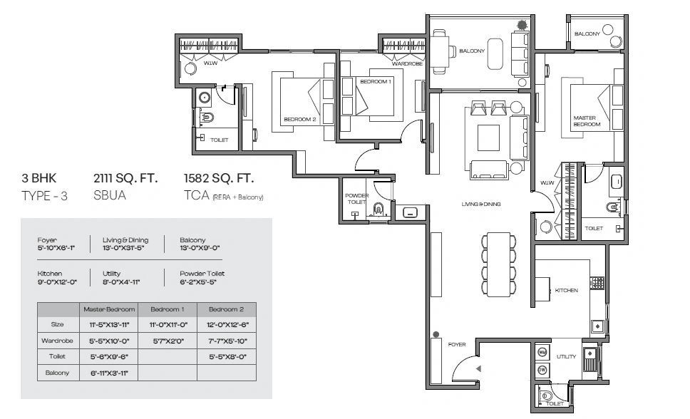 Assetz Meru & Meadow Unit plan - 1582 sq.ft.