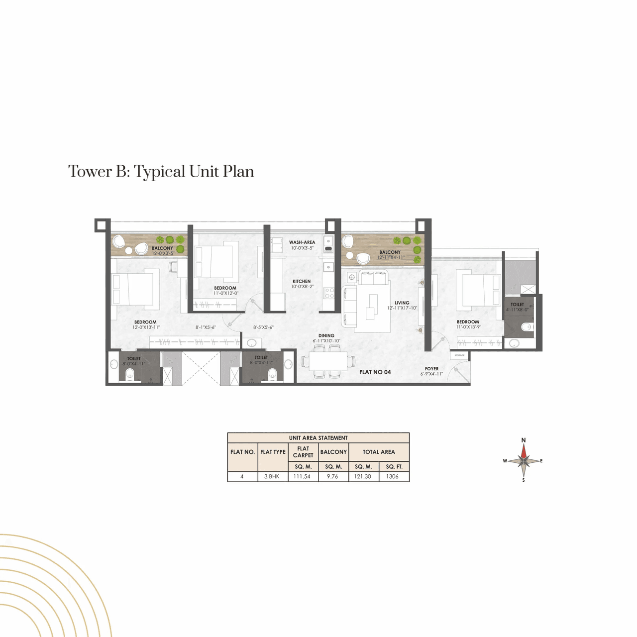 Jhamtani Ace Abundance Unit plan - 1306 sq.ft.