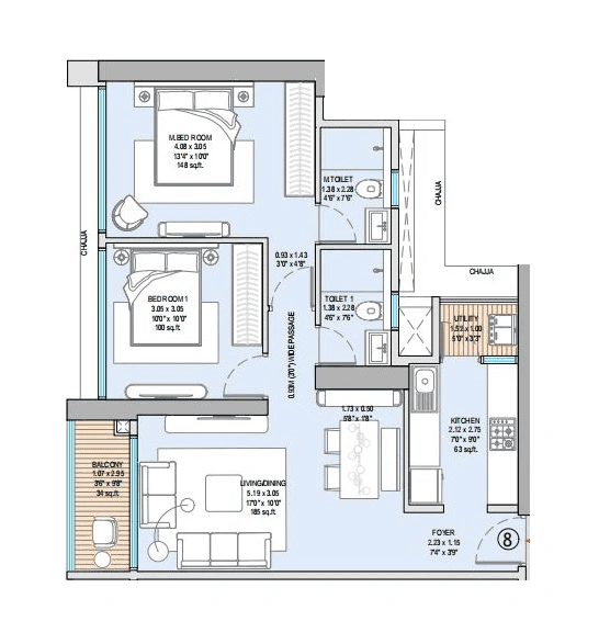 Godrej Nurture Bhandup Unit plan - 704 sq.ft.