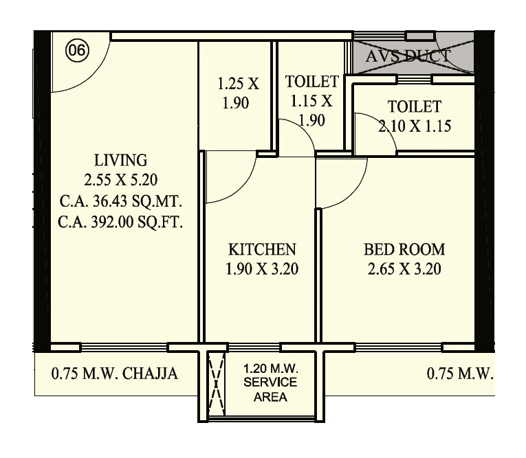 Shraddha Vardaan Unit plan - 392 sq.ft.