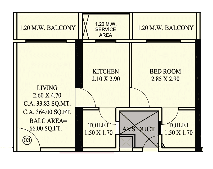 Shraddha Vardaan Unit plan - 430 sq.ft.