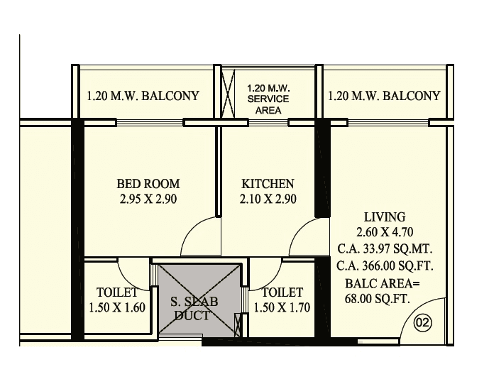 Shraddha Vardaan Unit plan - 434 sq.ft.