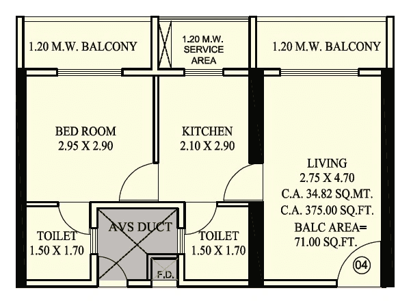 Shraddha Vardaan Unit plan - 446 sq.ft.