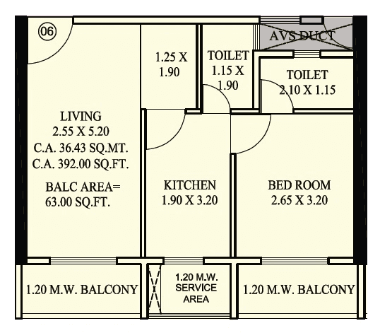Shraddha Vardaan Unit plan - 455 sq.ft.
