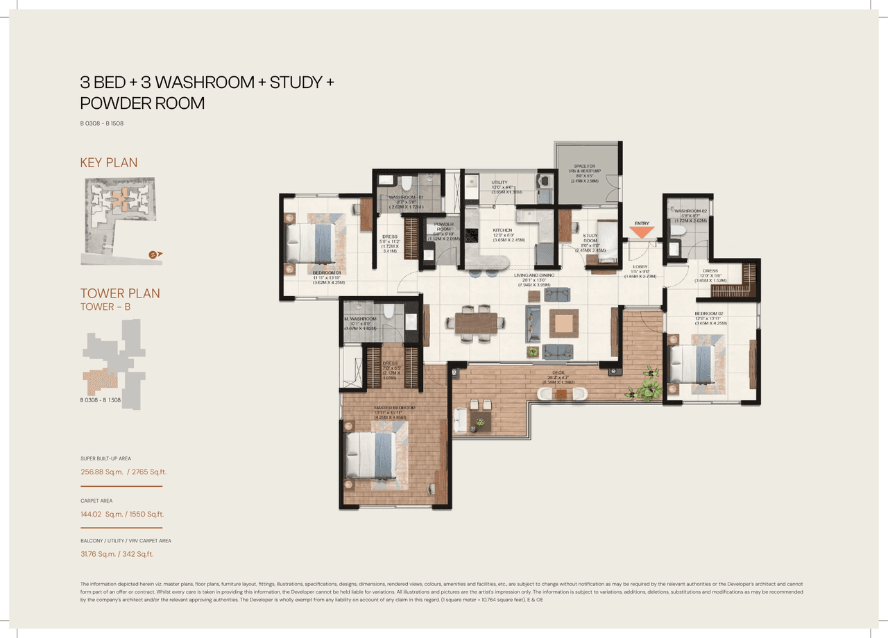 Brigade Avalon Unit plan - 1550 sq.ft.