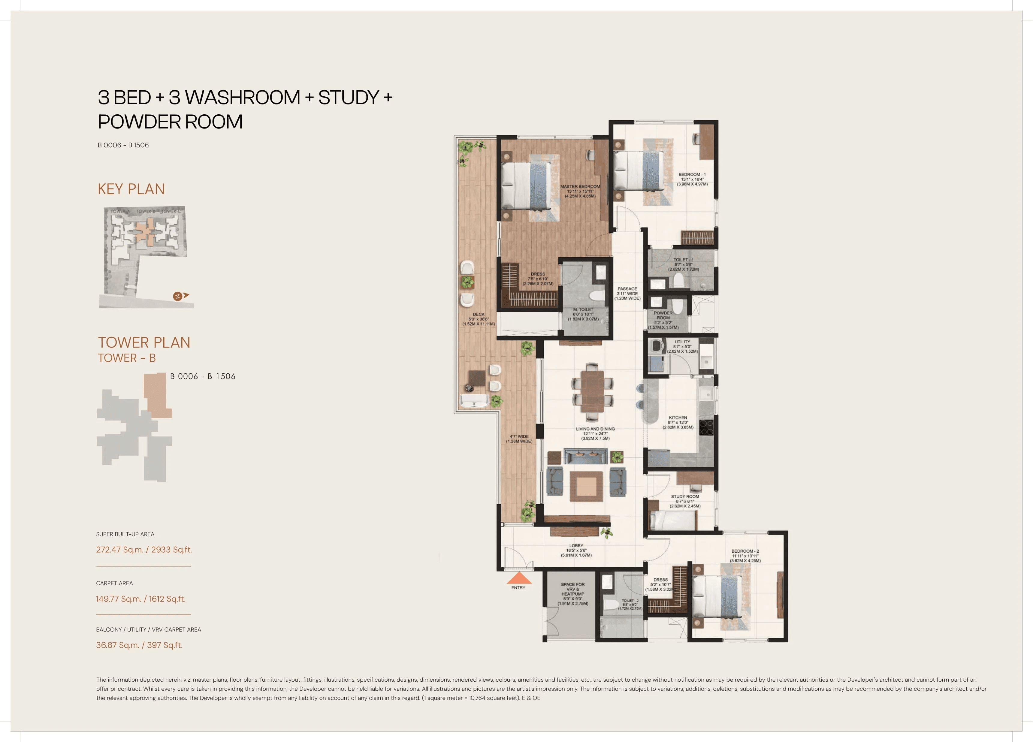 Brigade Avalon Unit plan - 1612 sq.ft.