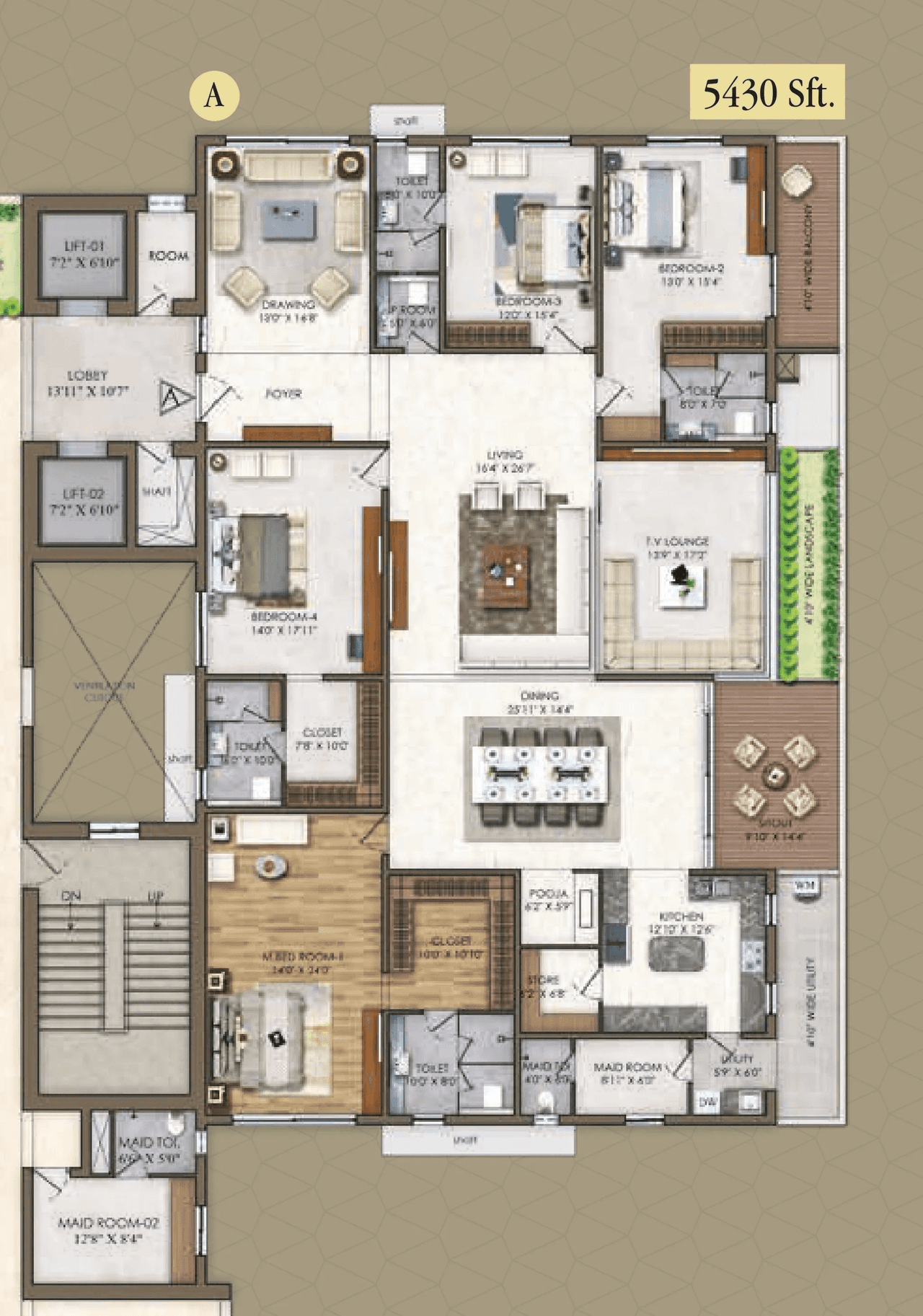 Iris by Raghava Unit plan - 3964 sq.ft.