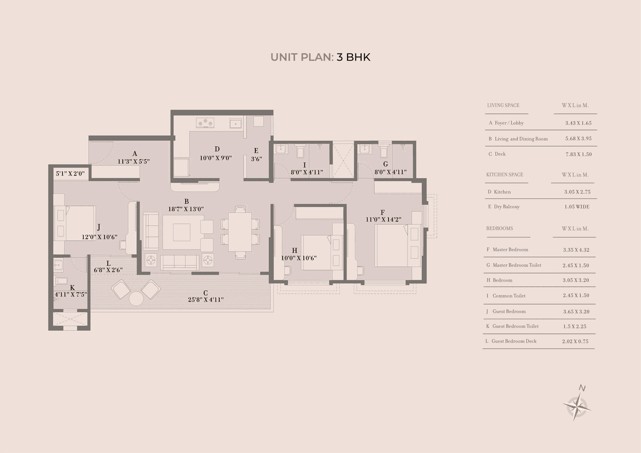 Kolte Patil Rose Parade Unit plan - 1169 sq.ft.