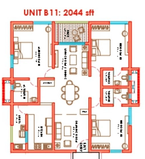 Nova by Raghava Unit plan - 1349 sq.ft.