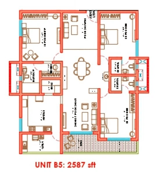 Nova by Raghava Unit plan - 1707 sq.ft.