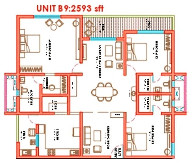 Nova by Raghava Unit plan - 1711 sq.ft.