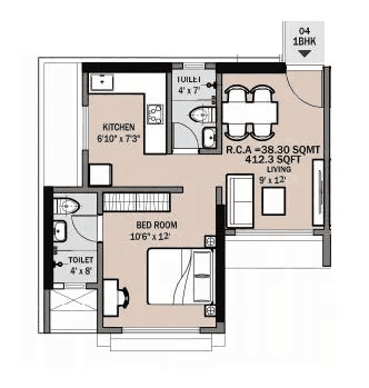 Swami Shree Ganesh Unit plan - 412 sq.ft.