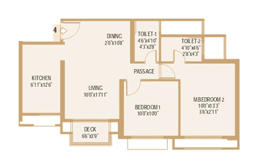 Hiranandani Westgate Unit plan - 677 sq.ft.