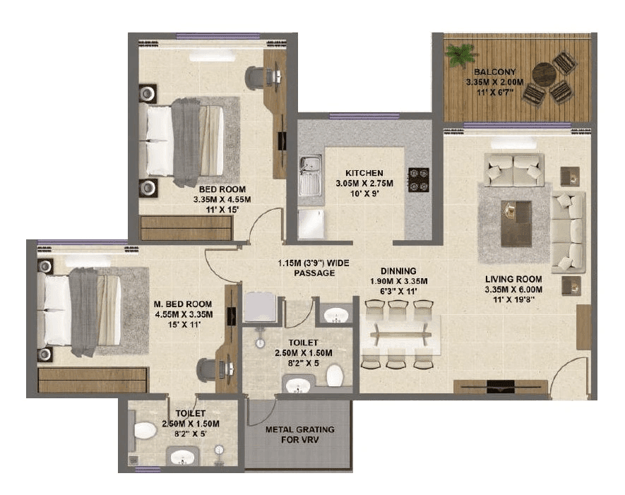 Shreeji Divine Unit plan - 876 sq.ft.