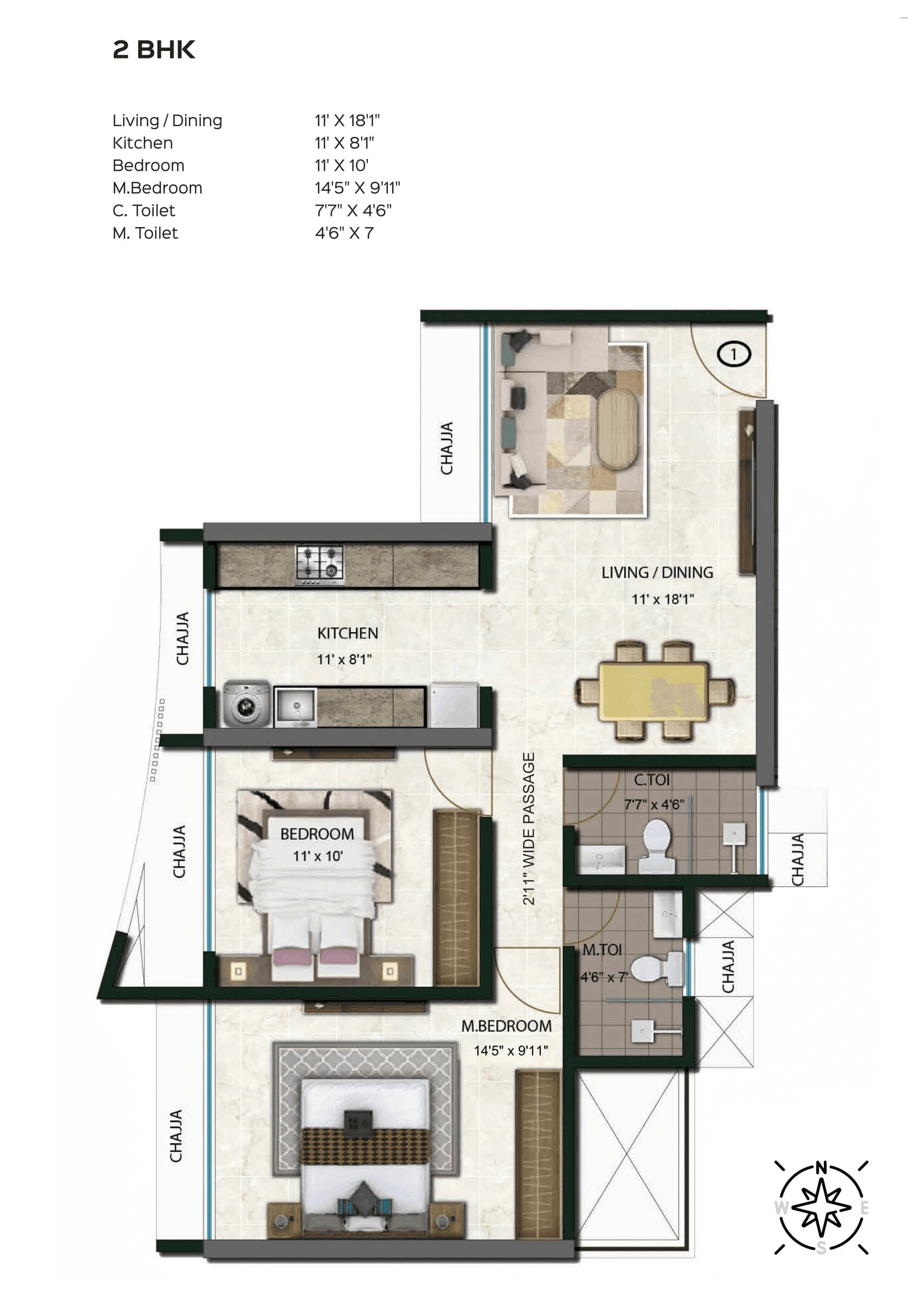 Unit plan - 622 sq.ft.