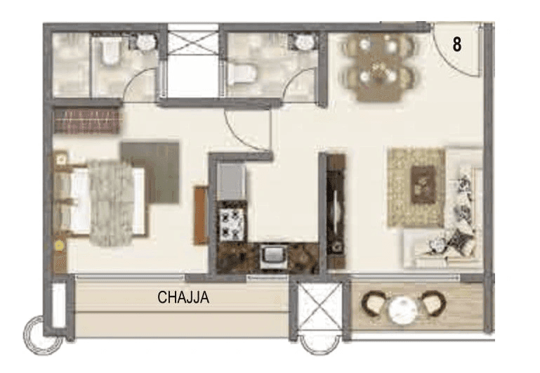 Sai Sun City Unit plan - 434 sq.ft.