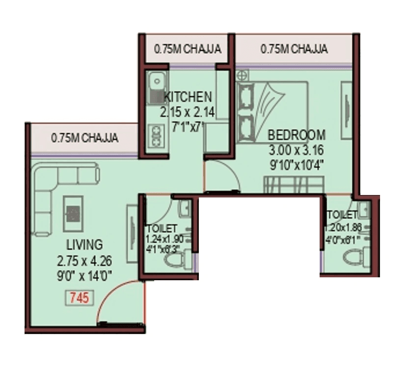 Rudra Empire Unit plan - 480 sq.ft.