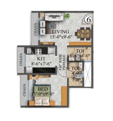 Balaji Arihant Tower Unit plan - 420 sq.ft.