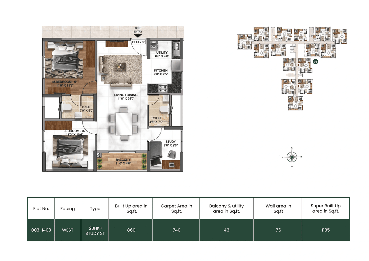 Mana Vista Unit plan - 740 sq.ft.