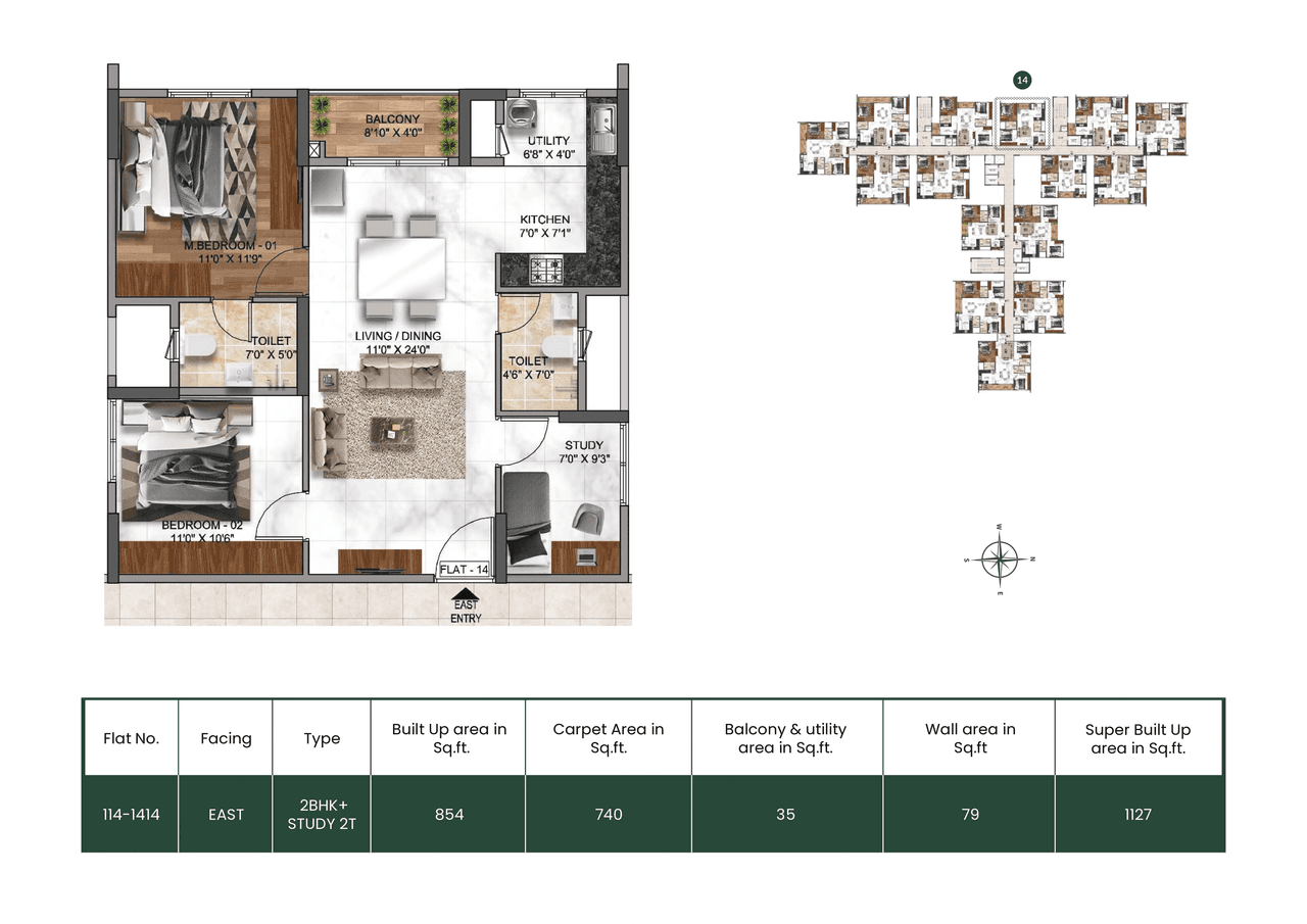 Mana Vista Unit plan - 740 sq.ft.