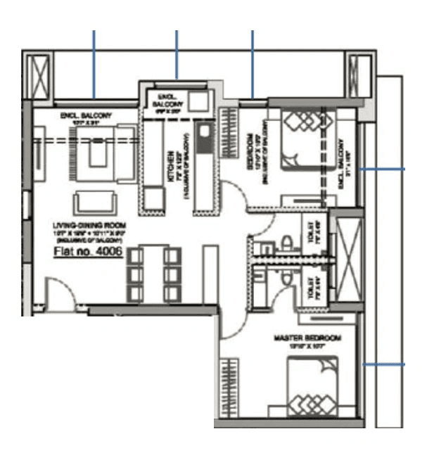Adhiraj Capital City Unit plan - 682 sq.ft.