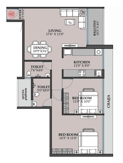 Hitech Crystal Corner Unit plan - 867 sq.ft.