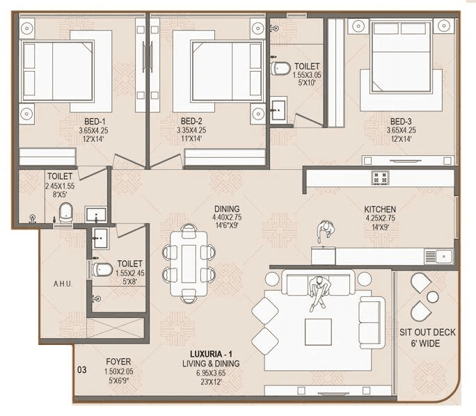 Platinum The Reserve Unit plan - 1387 sq.ft.