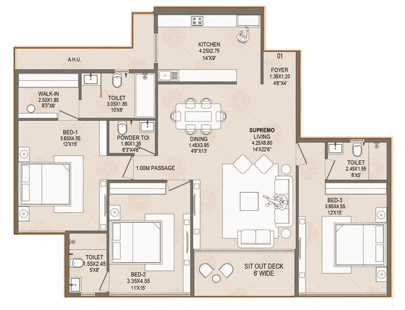 Platinum The Reserve Unit plan - 1494 sq.ft.