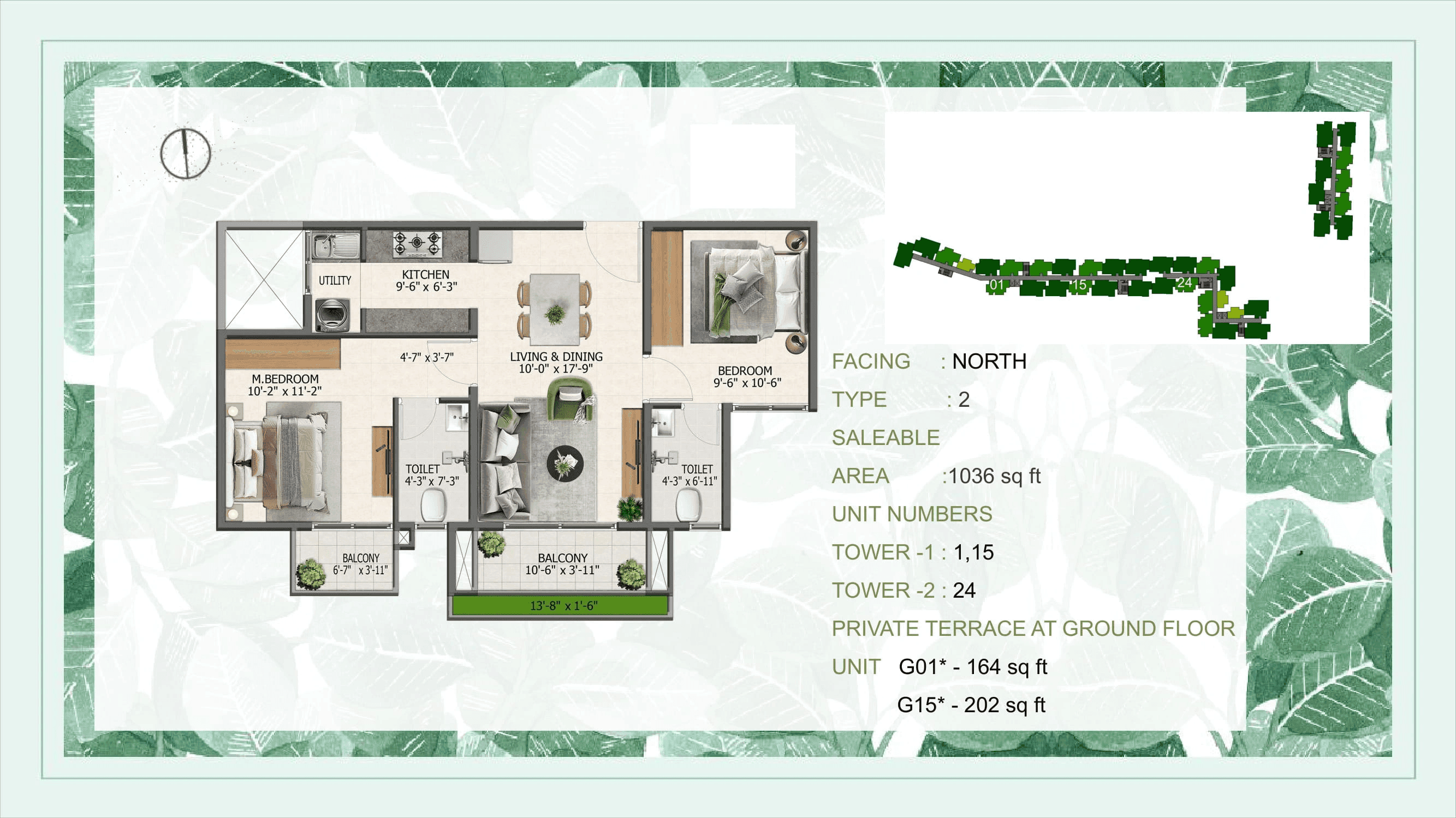 Sowparnika Whispering petals Unit plan - 642 sq.ft.